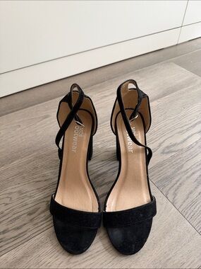 EUC Black Strappy Block Heel Sandals